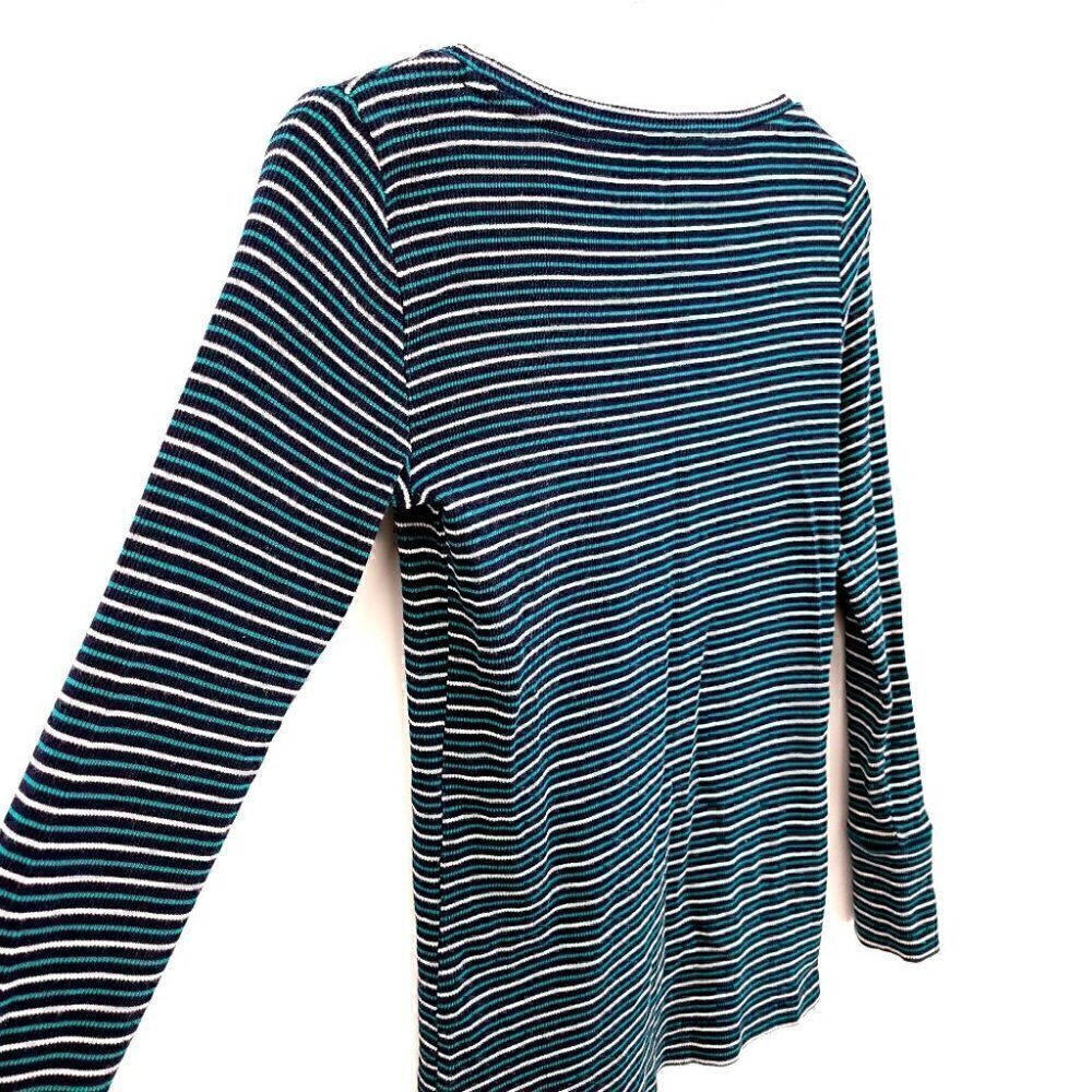 Talbots Petites Women's SP 100% Cotton Striped Flexible Long Sleeve Shirt - Picture 12 of 13